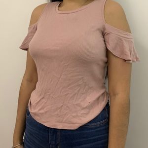 PINK TOP WITH SHOULDER DESIGN